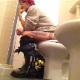A short-haired brunette girl with dyed highlights sits down on a toilet. She pisses, then shits about a minute into the clip with subtle, multiple plops. She farts after the plops quiet down, then starts pooping again. About 4.5 minutes.
